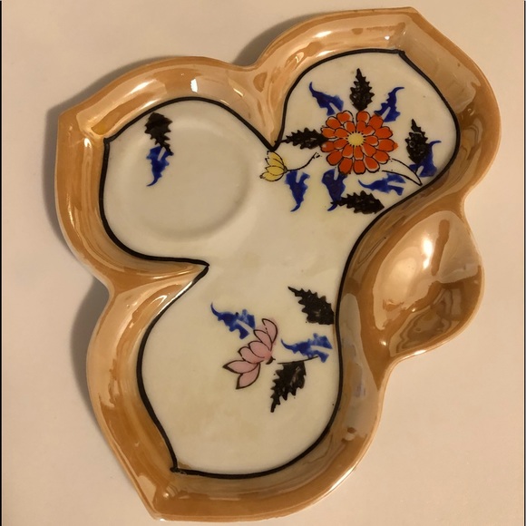 Other - Vintage lusterware trinket serving dish plate floral pattern
